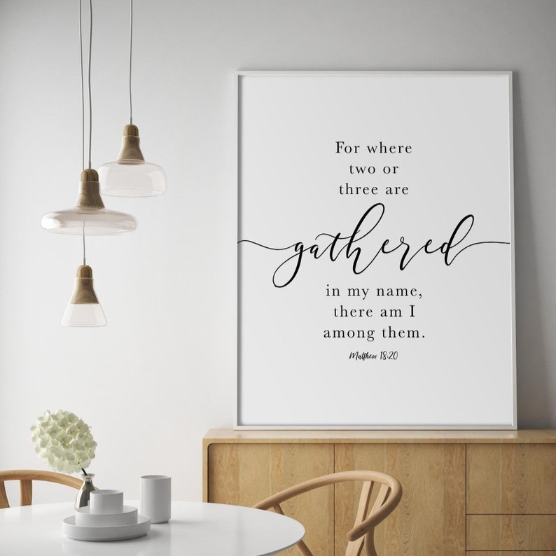 Where Two or Three are Gathered, Matthew 18:20 | Single, Christian Wall Art, A3 at XILEF Art